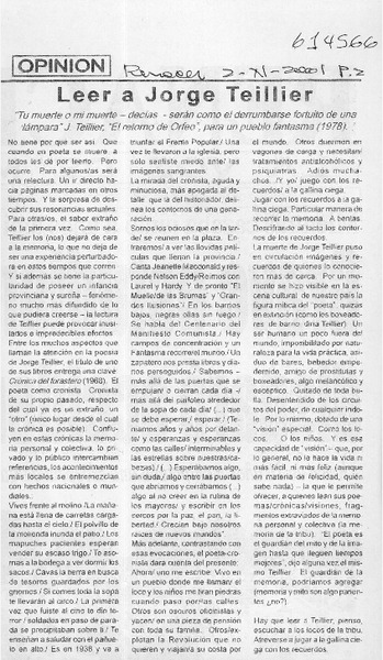 Leer a Jorge Teillier  [artículo]