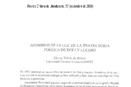 Asombros de la luz, en la tratectoria poética de Dolly Lucero
