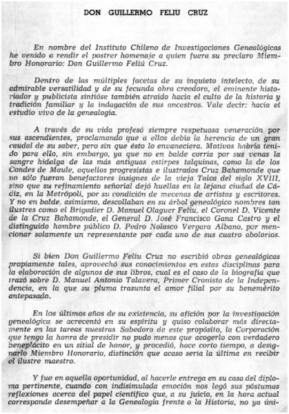 Don Guillermo Feliú Cruz.