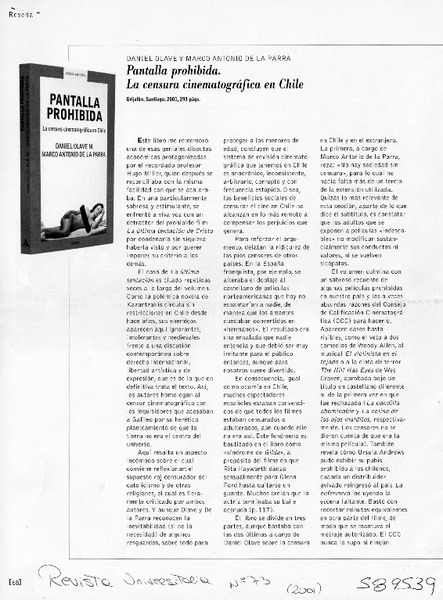 Pantalla prohibida  [artículo] Sergio Godoy E.