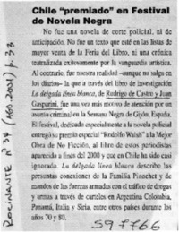 Chile "premiado" en Festival de Novela Negra  [artículo]
