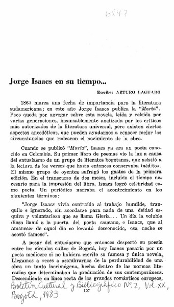Jorge Isaacs en su tiempo...