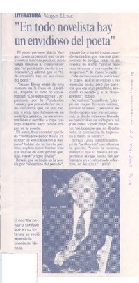 "En todo novelista hay un envidioso del poeta"