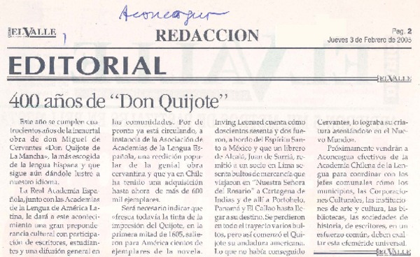 400 años de "Don Quijote."