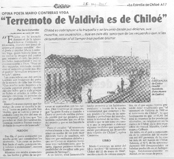 "Terremoto de Valdivia es de Chiloé"