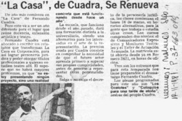 "La casa", de Cuadra, se renueva.  [artículo]