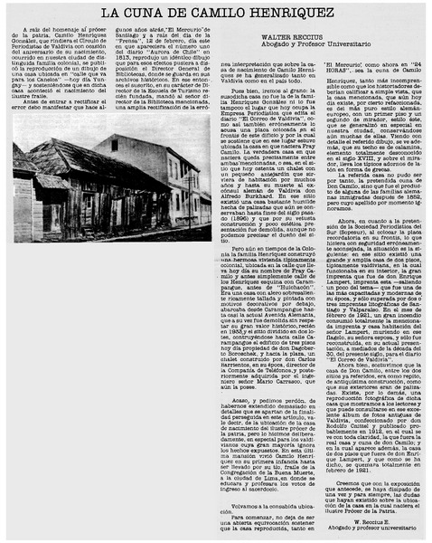 La cuna de Camilo Henríquez