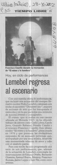 Lemebel regresa al escenario  [artículo]