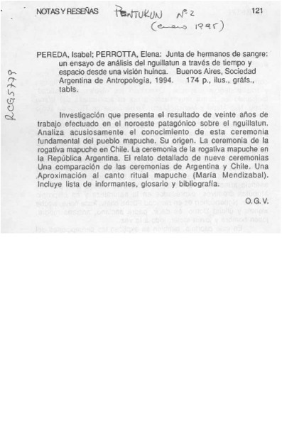 Manifestaciones culturales y religiosas del pueblo mapuche  [artículo] O. G. V.