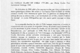 La familia Claro en Chile  [artículo] Carlos Celis Atria