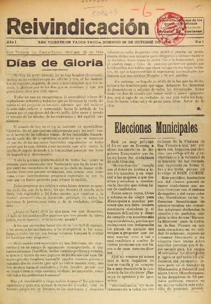 Reivindicación (San Vicente de Tagua- Tagua, Chile : 1934)