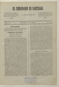 El Semanario de Santiago: número 10, 15 de septiembre de 1842