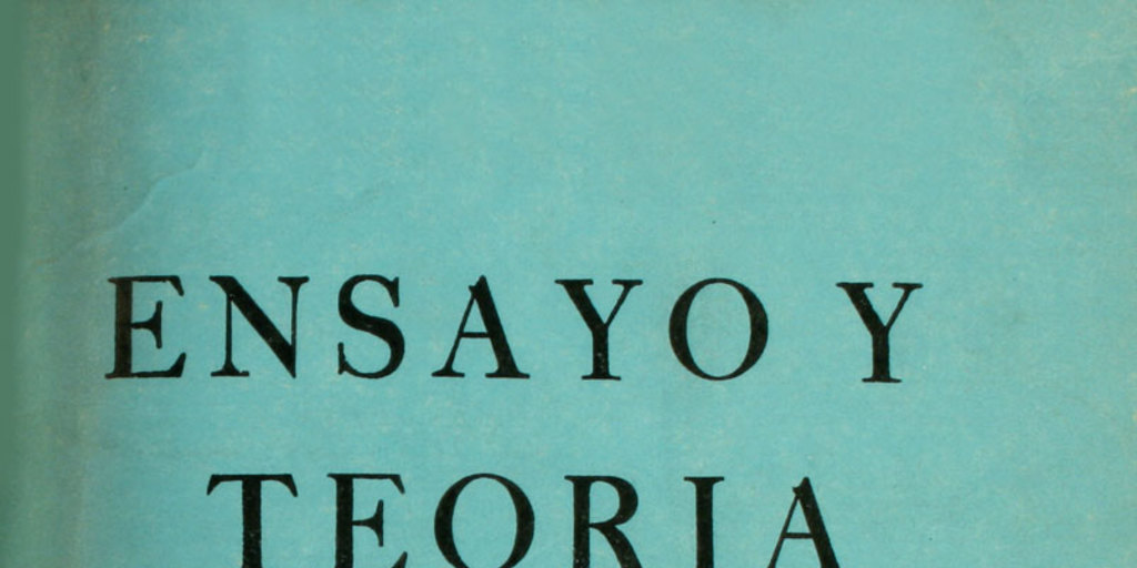Ensayo y teoría literaria