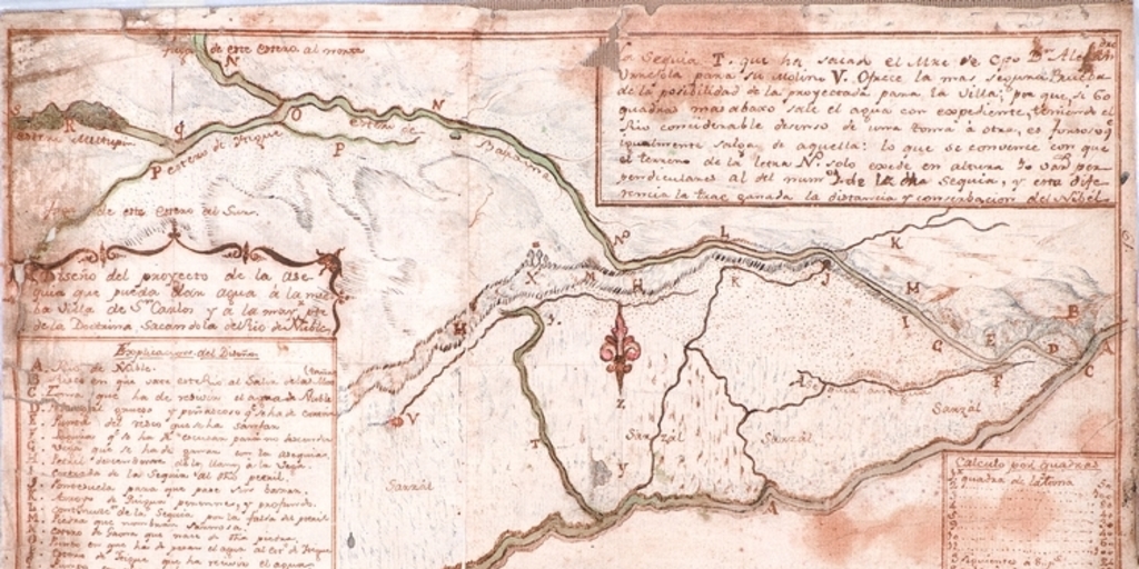 Diseño del proyecto de la asequia que pueda dar agua a la nueba villa de San Carlos ...sacandola del río Ñuble, 1802