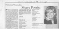 Francisca Ossandón, muere poetisa Francisca Ossandón, muere poetisa