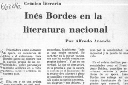 Inés Bordes en la literatura nacional Inés Bordes en la literatura nacional