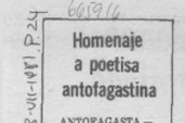 Homenaje a poetisa antofagastina. Homenaje a poetisa antofagastina.