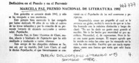 Marcela Paz, Premio Nacional de Literatura 1982. Marcela Paz, Premio Nacional de Literatura 1982.