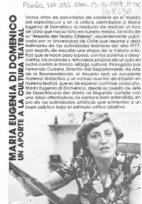María Eugenia Di Doménico un aporte a la cultura teatral María Eugenia Di Doménico un aporte a la cultura teatral