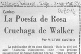 La poesía de Rosa Cruchaga de Walker La poesía de Rosa Cruchaga de Walker