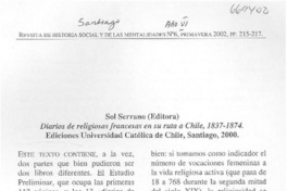 Diarios de religiosas francesas en su ruta a Chile, 1837-1874 Diarios de religiosas francesas en su ruta a Chile, 1837-1874