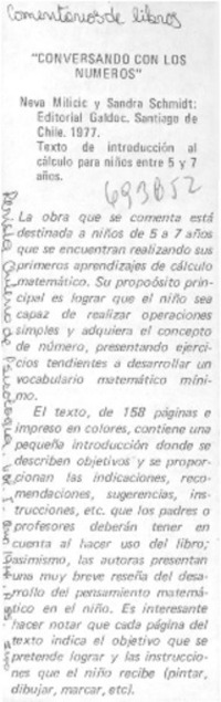 Conversando con los números". Conversando con los números".