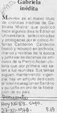 Gabriela inédita. Gabriela inédita.