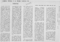 Gabriela Mistral y el Premio Nacional de Literaruta Gabriela Mistral y el Premio Nacional de Literaruta