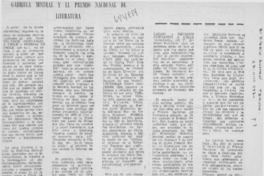 Gabriela Mistral y el Premio Nacional de Literaruta Gabriela Mistral y el Premio Nacional de Literaruta
