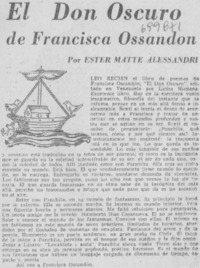 El don oscuro de Francisca Ossandón El don oscuro de Francisca Ossandón