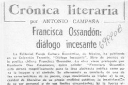 Francisca Ossandón: diálogo incesante Francisca Ossandón: diálogo incesante
