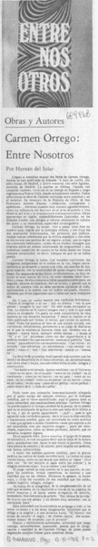 Carmen Orrego: entre nosotros Carmen Orrego: entre nosotros
