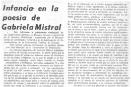 Infancia en la poesía de Gabriela Mistral. Infancia en la poesía de Gabriela Mistral.
