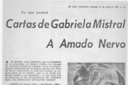 Cartas de Gabriela Mistral a Amado Nervo Cartas de Gabriela Mistral a Amado Nervo