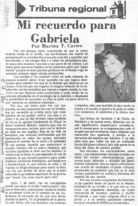 Mi recuerdo para Gabriela Mi recuerdo para Gabriela