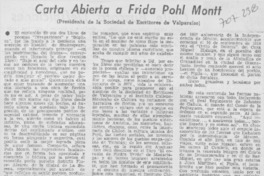 Carta abierta a Frida Pohl Montt Carta abierta a Frida Pohl Montt