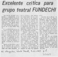Excelente crítica para grupo teatral FUNDECHI. Excelente crítica para grupo teatral FUNDECHI.