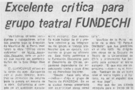 Excelente crítica para grupo teatral FUNDECHI. Excelente crítica para grupo teatral FUNDECHI.