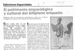 El patrimonio arqueológico y cultural del altiplano ariqueño El patrimonio arqueológico y cultural del altiplano ariqueño