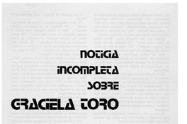 Noticias incompleta sobre Graciela Toro Noticias incompleta sobre Graciela Toro
