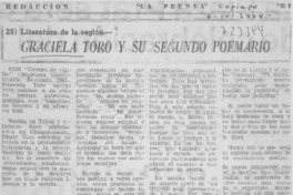 Graciela Toro y su segundo poemario Graciela Toro y su segundo poemario