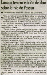 Lanzan tercera edición de libro sobre la Isla de Pascua. Lanzan tercera edición de libro sobre la Isla de Pascua.