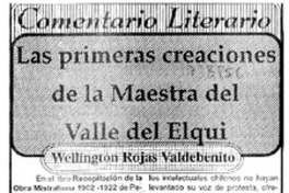 Las primeras creaciones de la Maestra del Valle del Elqui Las primeras creaciones de la Maestra del Valle del Elqui
