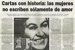 Cartas con historia, las mujeres no escriben solamente de amor Cartas con historia, las mujeres no escriben solamente de amor