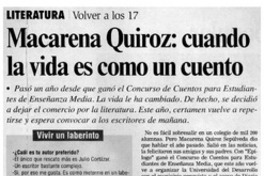 Macarena Quiroz: cuando la vida es como un cuento. Macarena Quiroz: cuando la vida es como un cuento.