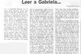 Leer a Gabriela... Leer a Gabriela...