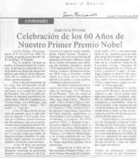 Celebración de los 60 a{os de nuestro primer Premio Nobel Celebración de los 60 a{os de nuestro primer Premio Nobel