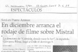 En diciembre arranca el rodaje de filme sobre Mistral En diciembre arranca el rodaje de filme sobre Mistral