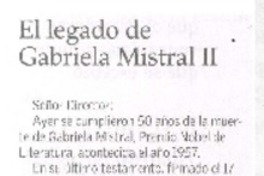 El legado de Gabriela Mistral I El legado de Gabriela Mistral I