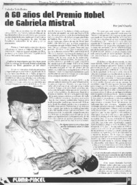 A 60 años del Premio Nobel de Gabriela Mistral A 60 años del Premio Nobel de Gabriela Mistral